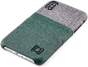 img 3 attached to Dockem Luxe IPhone X/XS Wallet Case: Slim Minimalist Case W/ 2 Credit Card Holder Slots: UltraGrip Canvas Style Synthetic Leather (Green And Grey)