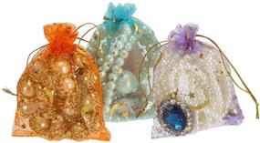 img 2 attached to 🎁 Tebery 200-Count Assorted Color Organza Gift Bags with Drawstring Gold Moon Star Print: Perfect for Jewelry, Sachet, Parties, Weddings, Favors - Size: 3.5 x 4.75 Inches