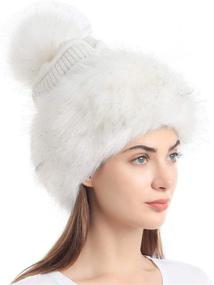 img 4 attached to Soul Women's Black Faux Fur Russian Cossack Hat with Knit Pompom - Perfect for Skiing and Snow in Winter! Also available in White.