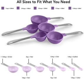 img 3 attached to 12 Piece Plastic Measuring Cups and Spoons Set with Stainless Steel Handles - COOK WITH COLOR Nesting Kitchen Liquid and Dry Measuring Cup Set (Lavender Spoons/Purple Cups)