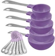 12 piece plastic measuring cups and spoons set with stainless steel handles - cook with color nesting kitchen liquid and dry measuring cup set (lavender spoons/purple cups) logo