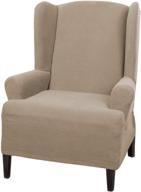 🪑 maytex mills sand pixel ultra soft stretch wing back arm chair furniture cover slipcover logo