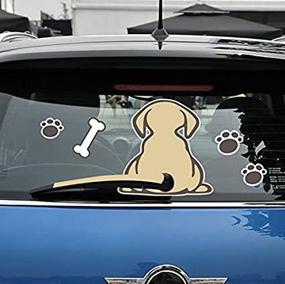 img 3 attached to DXYMOO Cartoon Cute Animal Pet Dog Car Sticker Decals: Adorable Window & Rear Wiper Decor for Your Car (27x28cm)