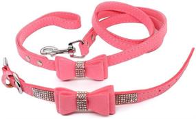 img 4 attached to 🎀 Charmsong Bowtie Dog Collar: Stylish Rhinestone Jeweled Crystal Soft Collar for Small Dogs with Matching Leash