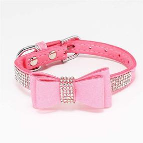 img 2 attached to 🎀 Charmsong Bowtie Dog Collar: Stylish Rhinestone Jeweled Crystal Soft Collar for Small Dogs with Matching Leash