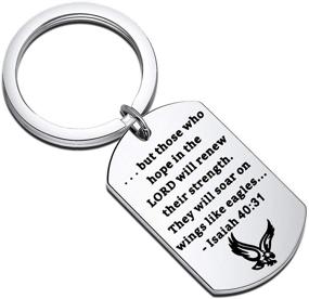 img 4 attached to 🔑 Hope in The Lord Isaiah 40:31 Christian Keychain | Renew Your Faith with Religious Jewelry
