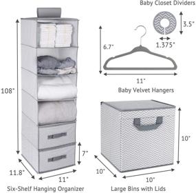 img 2 attached to 📦 Grey Chevron Pattern Minnebaby Nursery Organizer Storage Closet Set with 42-Pieces