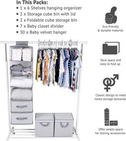 img 3 attached to 📦 Grey Chevron Pattern Minnebaby Nursery Organizer Storage Closet Set with 42-Pieces