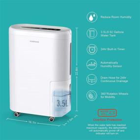 img 3 attached to Kesnos 4000 Sq. Ft Home Dehumidifier for Basement, Bedroom with Intelligent Humidity Control, Continuous Drain Hose, and Wheels