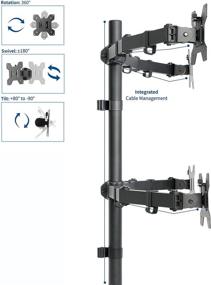 img 2 attached to 🖥️ VIVO Quad LCD Monitor Desk Mount, Adjustable Stand for 13 to 30 inch Screens, Tilt & Swivel, Supports 4 Monitors with Max VESA 100x100, STAND-V004