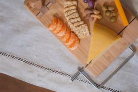 img 1 attached to 🧀 Premium Topline Bamboo Cheese Board: Complete with Wire Slicer and 4-Piece Knife Set - A Must-Have for Cheese Lovers!