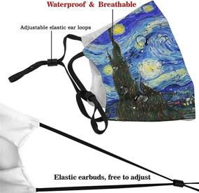 img 2 attached to 🎨 Van Gogh Washable Reusable Face Mask - Adjustable Cloth Mask for Outdoor Protection - Dust-Proof Art Face Cover for Men and Women