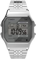 часы timex t80, серебристый цвет, диаметр 34 мм логотип