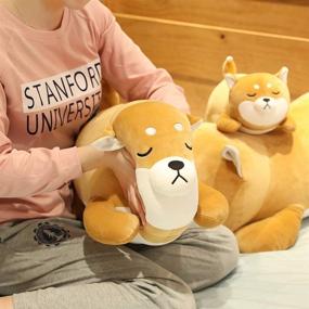 img 1 attached to Shiba Inu Plush Pillow: Adorable Corgi Stuffed Animal Toy, Perfect Sleeping Puppy Doll Gift for Kids - Smiling Eyes, 29.5 inch