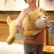 shiba inu plush pillow: adorable corgi stuffed animal toy, perfect sleeping puppy doll gift for kids - smiling eyes, 29.5 inch logo