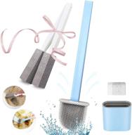 🧽 2 pack pumice stone & silicone flex toilet brush combo - effortlessly remove hard water rings, stains & rust on toilet bowls, tubs, tiles logo