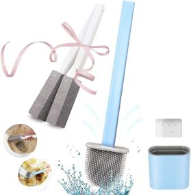 img 4 attached to 🧽 2 Pack Pumice Stone & Silicone Flex Toilet Brush Combo - Effortlessly Remove Hard Water Rings, Stains & Rust on Toilet Bowls, Tubs, Tiles