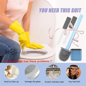 img 1 attached to 🧽 2 Pack Pumice Stone & Silicone Flex Toilet Brush Combo - Effortlessly Remove Hard Water Rings, Stains & Rust on Toilet Bowls, Tubs, Tiles