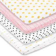 👶 premium pack n play sheets - 4 pack of super soft jersey knit cotton playard mattress sheets - portable playpen fitted play yard mini crib sheet for girls (24 x 38 x 5) logo