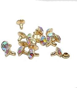 img 3 attached to 🔷 100 Sets CZ Colorful Crystal Rivets in Gold Color, Double Cap Spots Studs for Leather-Craft DIY