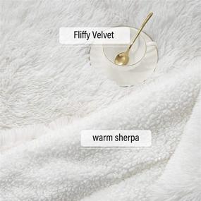 img 1 attached to 🛋️ Terrug Soft Shaggy Fuzzy Comforter Set - Luxurious Fluffy Snuggly Bedding for Couch Sofa or Bed - Cream White, 104x90 Inches