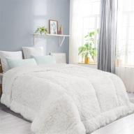 🛋️ terrug soft shaggy fuzzy comforter set - luxurious fluffy snuggly bedding for couch sofa or bed - cream white, 104x90 inches logo