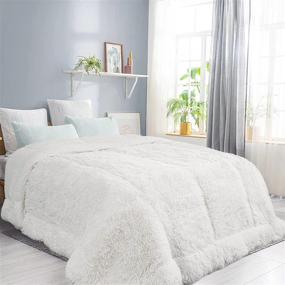img 4 attached to 🛋️ Terrug Soft Shaggy Fuzzy Comforter Set - Luxurious Fluffy Snuggly Bedding for Couch Sofa or Bed - Cream White, 104x90 Inches