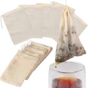 img 4 attached to 20 Pack Reusable Cotton Soup Bags: Cheesecloth, Muslin, Coffee, Tea, Bone Broth Brew Bags (4x6 inch)