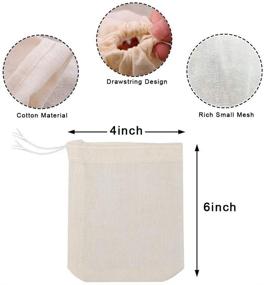 img 3 attached to 20 Pack Reusable Cotton Soup Bags: Cheesecloth, Muslin, Coffee, Tea, Bone Broth Brew Bags (4x6 inch)