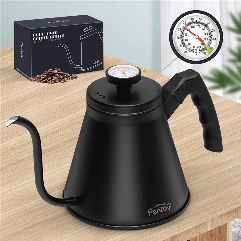 Gooseneck Pour Over Stovetop Coffee Tea Kettle 40oz/1.2L Built-In  Thermometer