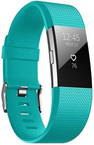 img 4 attached to Ремешки JUNYI для Fitbit Charge 2: Классические спортивные браслеты для замены, регулируемые, удобные - красные, маленькие.