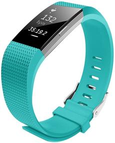 img 2 attached to Ремешки JUNYI для Fitbit Charge 2: Классические спортивные браслеты для замены, регулируемые, удобные - красные, маленькие.