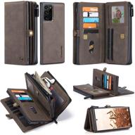 📱 premium pu leather wallet case for samsung galaxy s21 - magnetic detachable 2-in-1 design, 17 card slots, wrist strap - full protection (s21 brown) logo