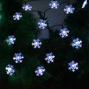 img 2 attached to 🎄 Huacenmy Solar Christmas Lights Snowflake Lights: 50 LED, 8 Modes Cool White Fairy String Lights for Outdoor Garden Holiday Party Patio Yard Decorations