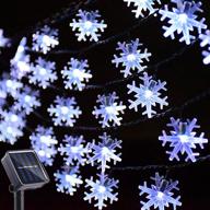 🎄 huacenmy solar christmas lights snowflake lights: 50 led, 8 modes cool white fairy string lights for outdoor garden holiday party patio yard decorations logo