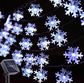 img 4 attached to 🎄 Huacenmy Solar Christmas Lights Snowflake Lights: 50 LED, 8 Modes Cool White Fairy String Lights for Outdoor Garden Holiday Party Patio Yard Decorations