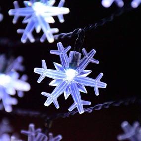 img 3 attached to 🎄 Huacenmy Solar Christmas Lights Snowflake Lights: 50 LED, 8 Modes Cool White Fairy String Lights for Outdoor Garden Holiday Party Patio Yard Decorations