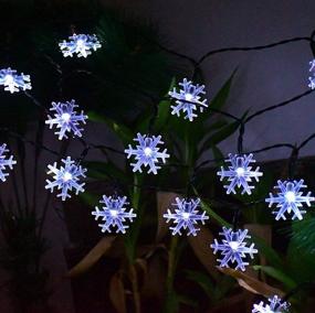 img 1 attached to 🎄 Huacenmy Solar Christmas Lights Snowflake Lights: 50 LED, 8 Modes Cool White Fairy String Lights for Outdoor Garden Holiday Party Patio Yard Decorations