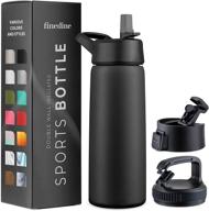 premium triple-insulated stainless steel water bottle - 25 oz wide-mouth with straw & flip-top lid - keeps hot and cold - perfect for hiking & biking! logo