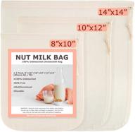 premium nut milk bags: 100% unbleached cotton cheesecloth bags (3 pack) for yogurt, juice, herbs - washable & reusable almond milk strainer logo