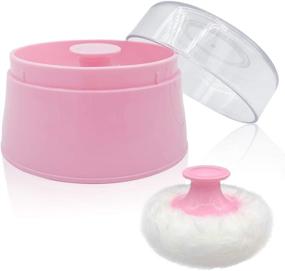 img 4 attached to 🍼 BPA-Free Baby Powder Puff Box, Large 2.8" Fluffy Body After-Bath Powder Case, Baby Care Face/Body Villus Powder Puff Container, Makeup Cosmetic Talcum Powder Container with Hand Holder - Pink