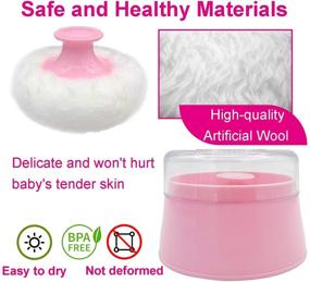 img 1 attached to 🍼 BPA-Free Baby Powder Puff Box, Large 2.8" Fluffy Body After-Bath Powder Case, Baby Care Face/Body Villus Powder Puff Container, Makeup Cosmetic Talcum Powder Container with Hand Holder - Pink