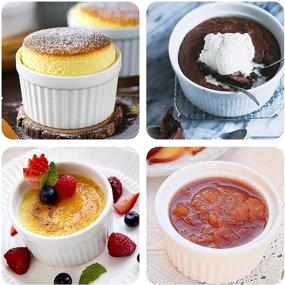 img 2 attached to 🍮 8 OZ Ramekins Set of 8 - Oven Safe Porcelain Souffle Dishes for Creme Brulee, Custard, Lava Cakes, Pudding, Flan. Mini Desserts and Small Baking Bowls