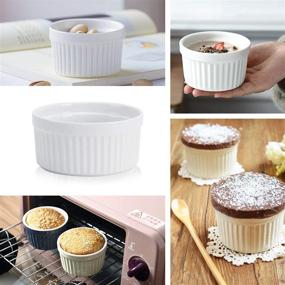 img 1 attached to 🍮 8 OZ Ramekins Set of 8 - Oven Safe Porcelain Souffle Dishes for Creme Brulee, Custard, Lava Cakes, Pudding, Flan. Mini Desserts and Small Baking Bowls