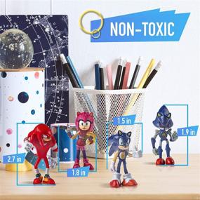 img 2 attached to 🎉 12-Piece Sonic Toys Action Figures: Perfect Party Supplies Cake Toppers with Carry Bag