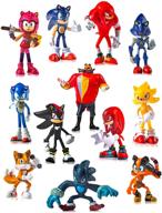 🎉 12-piece sonic toys action figures: perfect party supplies cake toppers with carry bag logo