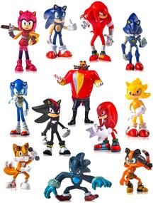 img 4 attached to 🎉 12-Piece Sonic Toys Action Figures: Perfect Party Supplies Cake Toppers with Carry Bag