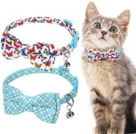 🐾 pawchie bow tie cat collar with bell - set of 2 adjustable breakaway kitten collars with detachable bowtie and bell, cute and safe kitty collars логотип