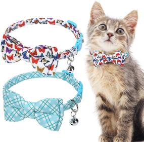 img 4 attached to 🐾 PAWCHIE Bow Tie Cat Collar with Bell - Set of 2 Adjustable Breakaway Kitten Collars with Detachable Bowtie and Bell, Cute and Safe Kitty Collars