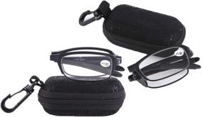 img 1 attached to 👓 Versatile TR90 Pocket Folding Reading Glasses with Clip Holder & Zipper Case - SOOLALA Compact Mini